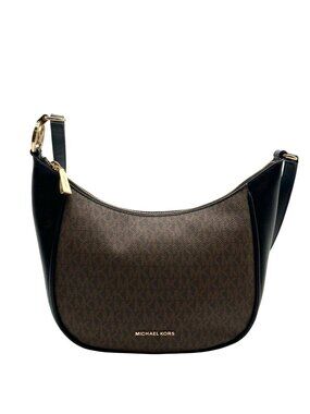Michael Kors Brown & Black Monogram Cheryl Medium Crossbody